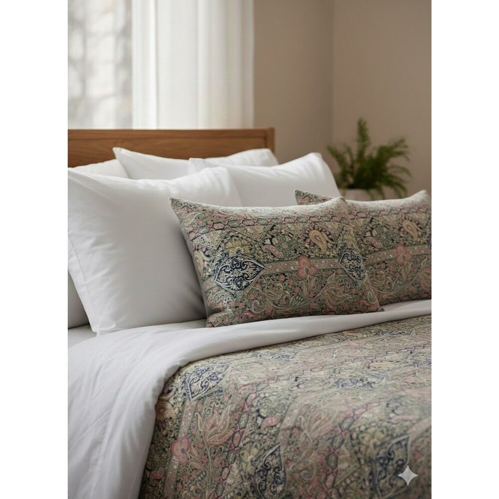 Pottery Barn Jane Paisley King Pillow Sham Sage Green Pillowcase 36 in X 20 in